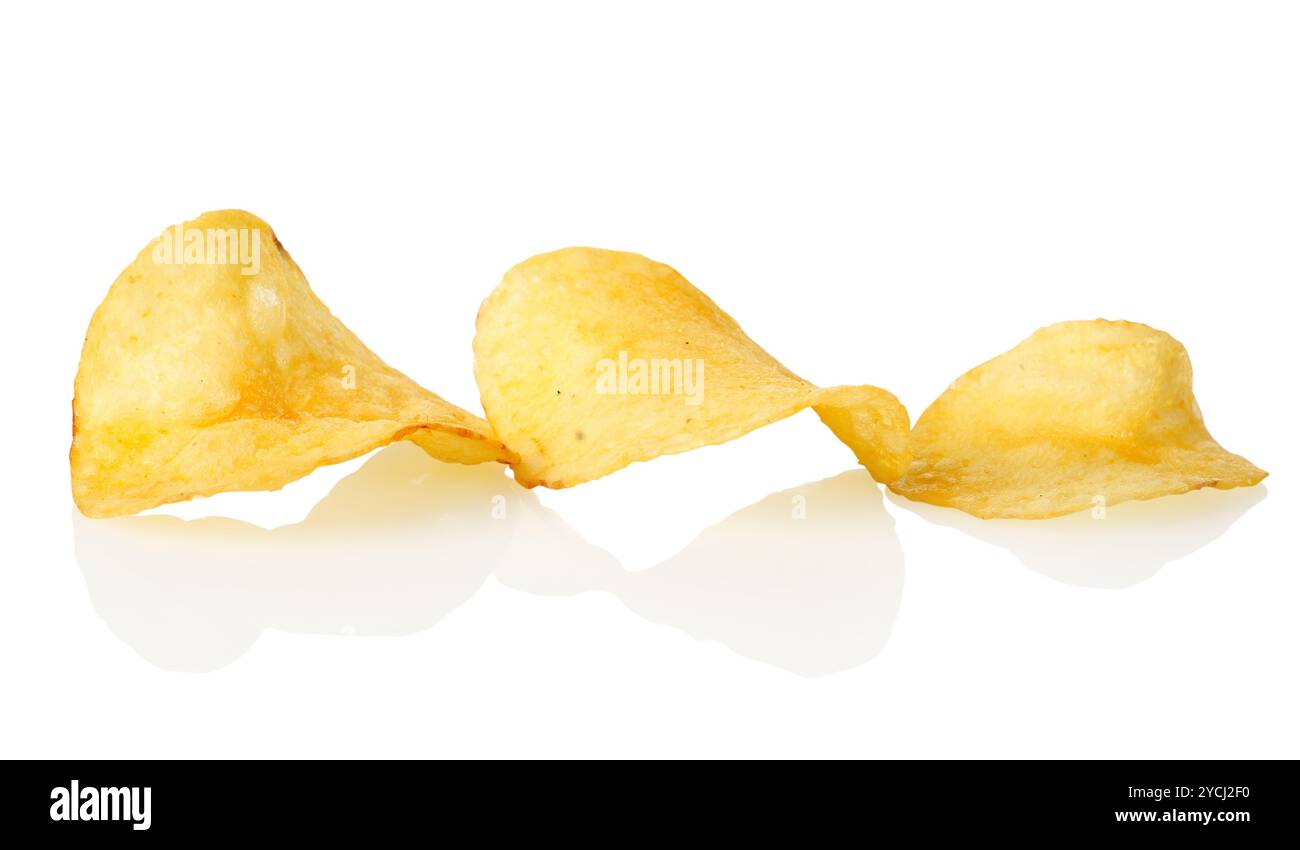 Three potato chips Stock Photo