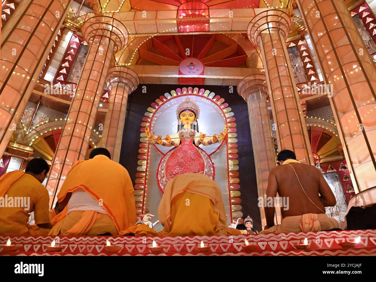 Beautiful decoration of Bengali great festival Durga Puja at kolkata, West Bengal in India. Stock Photo