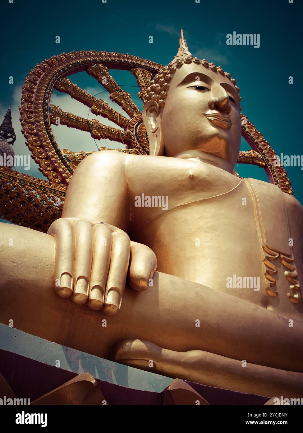 Big golden Buddha statue. Thailand Stock Photo