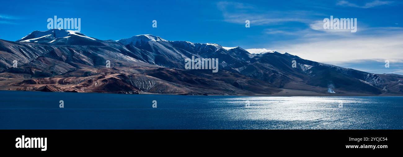 Morning panorama at Tso Moriri Lake. India Stock Photo