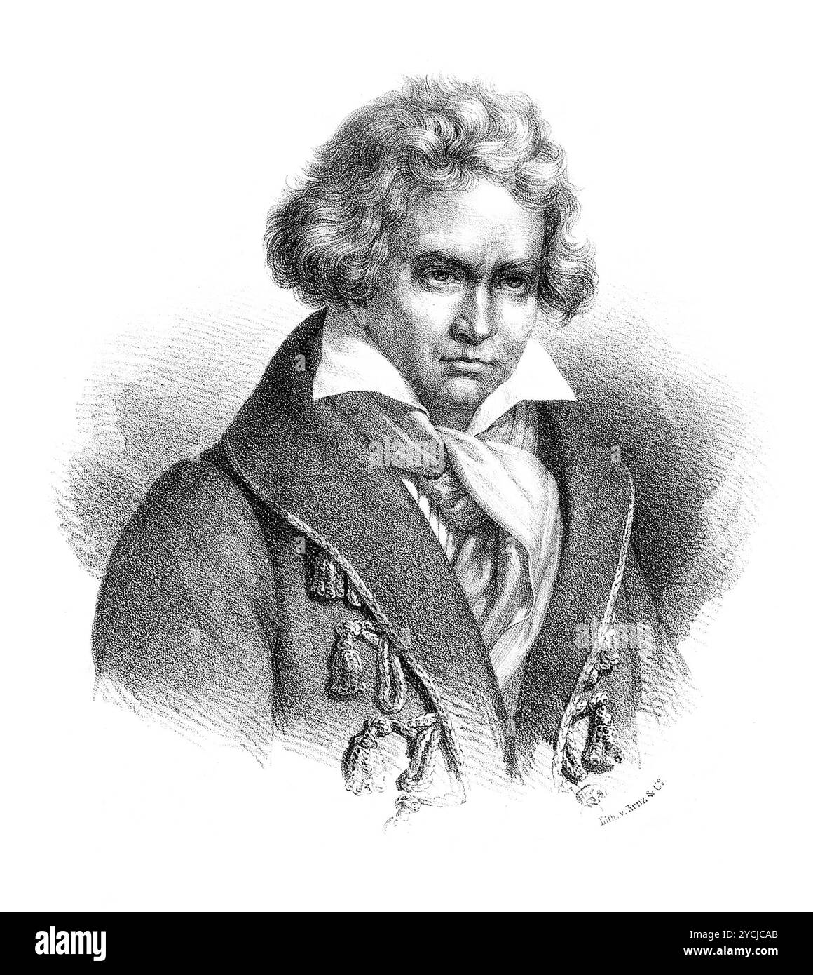 Portrait of Ludwig van Beethoven, print c 1820 Stock Photo