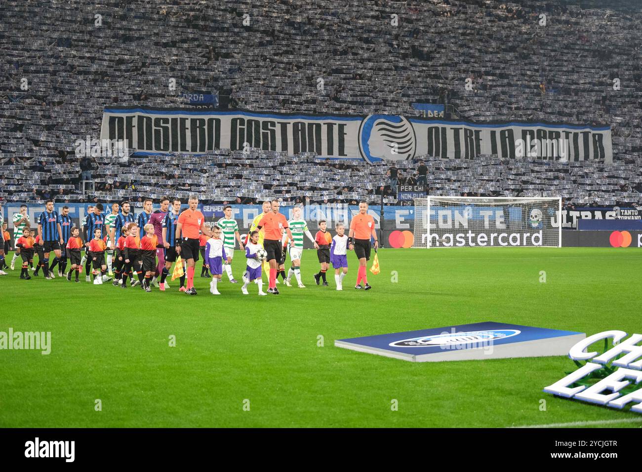 Atalanta BC 1907 supporters during the UEFA Champions League 2024/2025 League Phase MD3 football match between Atalanta BC and Celtic FC at Gewiss Stadium on October 23, 2024, Bergamo, Italy. Stock Photo