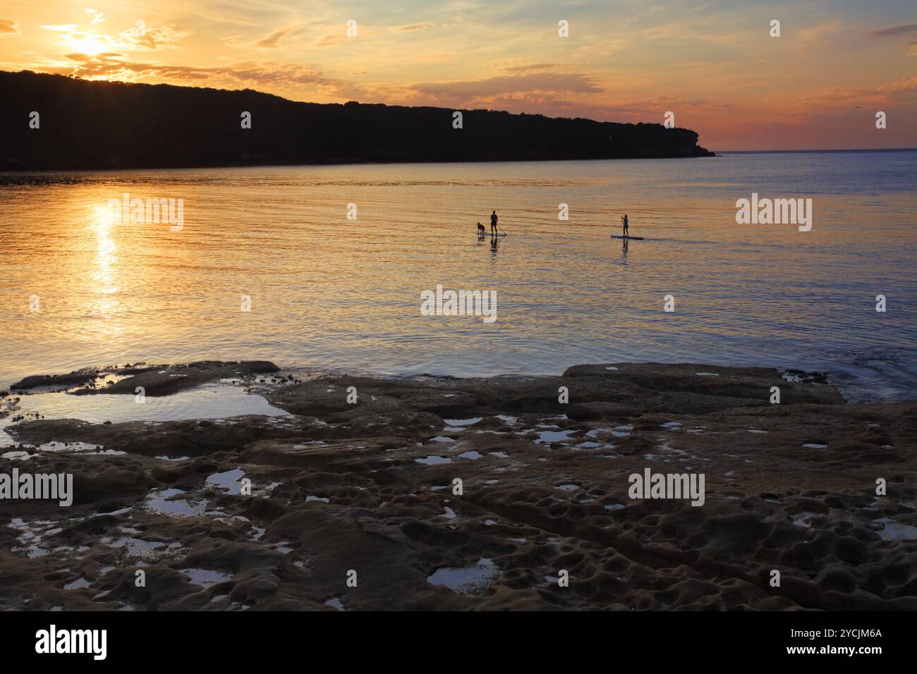 Paddle boarding on Botany Bay at sunrise Stock Photo - Alamy