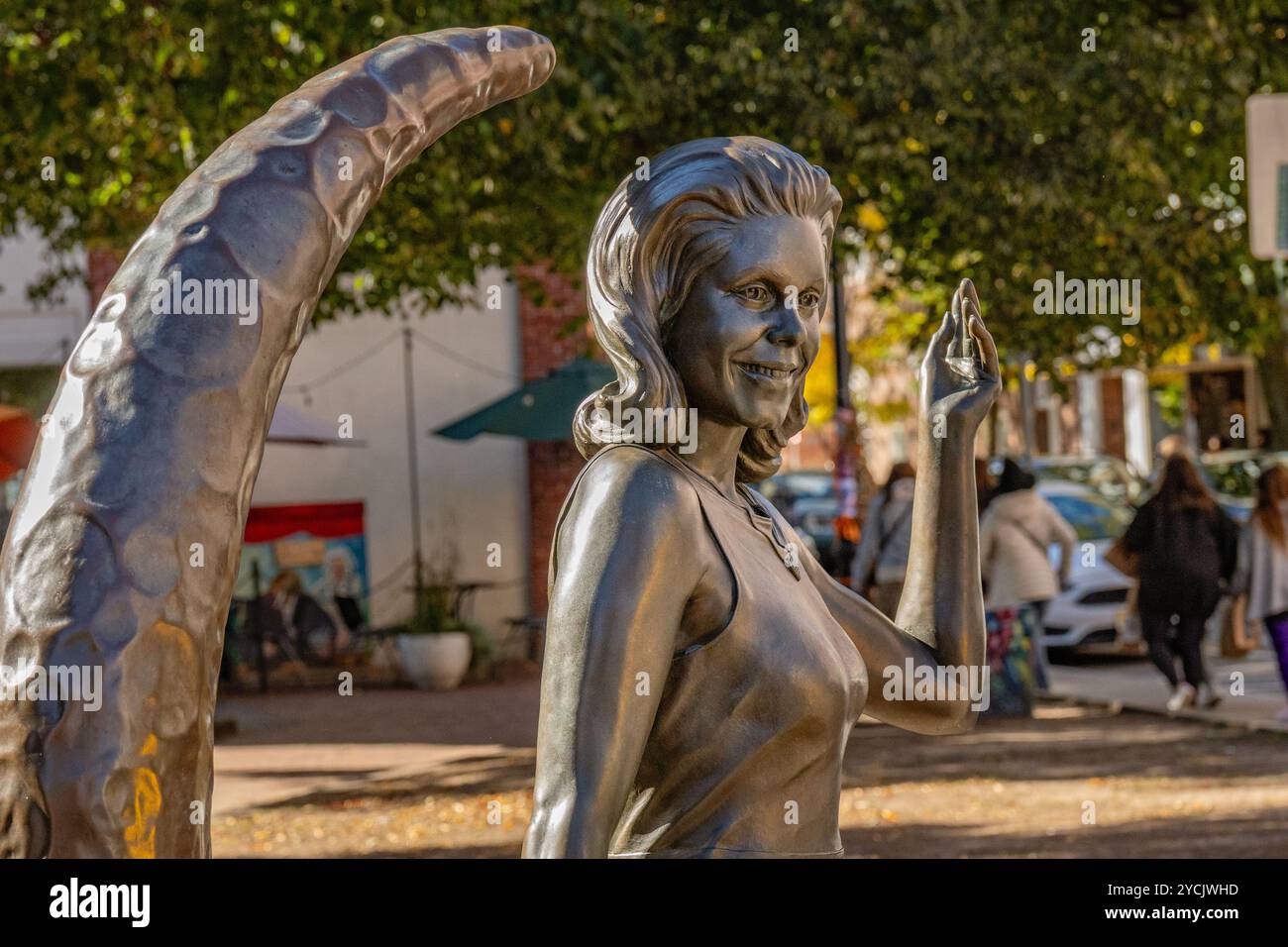 Salem, MA, US-October 21, 2024:  Bewitched statue during the annual Halloween Haunted Happenings event held during the month of October. Stock Photo