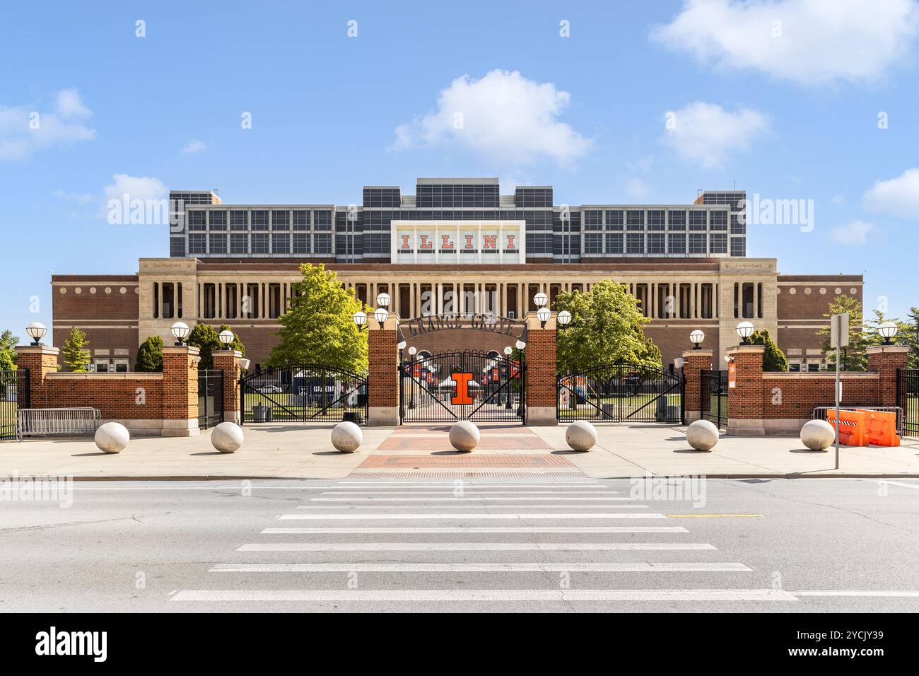 University of Illinois Memorial Stadium is home to the NCAA Fighting Illini football team. Stock Photo