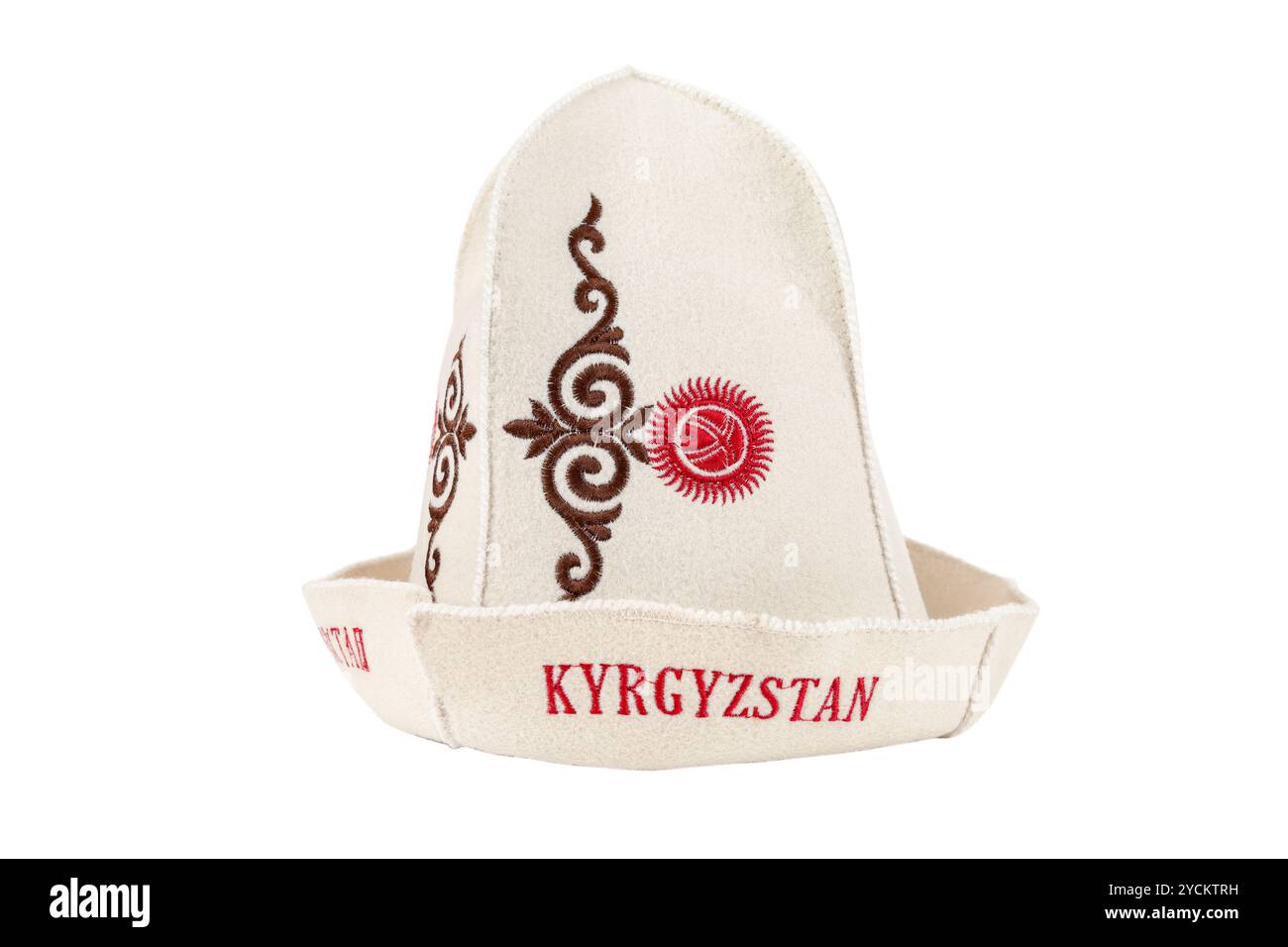 Traditional Kyrgyz hat isolated  on white background Stock Photo