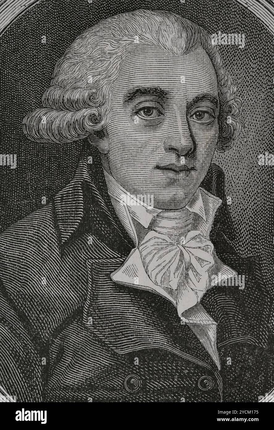 Pierre Victurnien Vergniaud (1753-1793). French lawyer and politician. Elected deputy for the department of Gironde in the Legislative Assembly of 1791. Portrait. Engraving. 'History of the French Revolution'. Volume I, 1876. Stock Photo