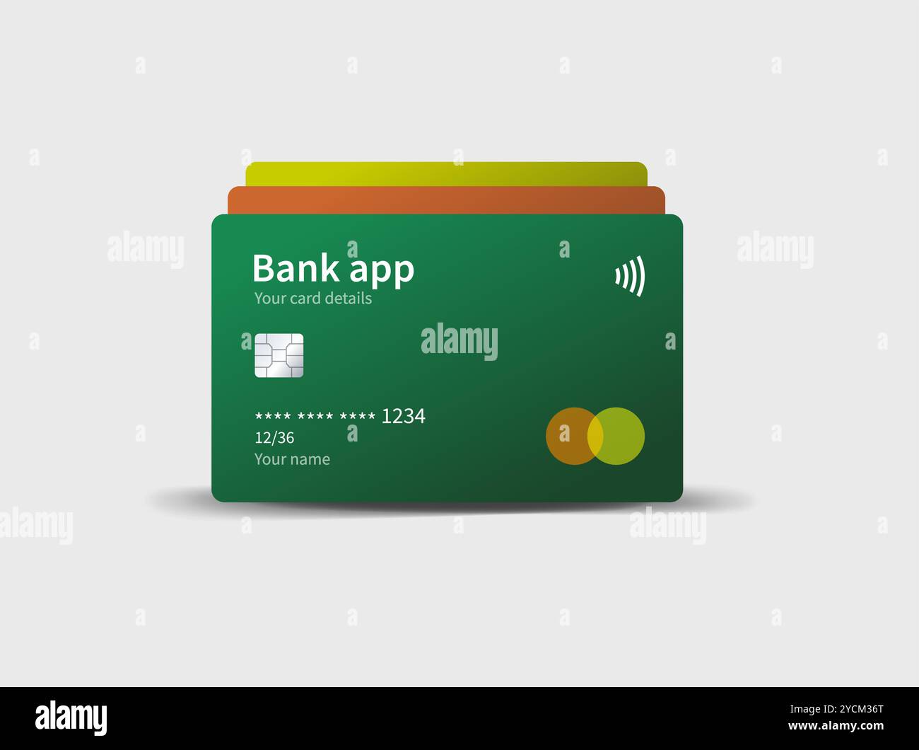 Payment cards in front. Front of payment cards isolated. Bank credit ...
