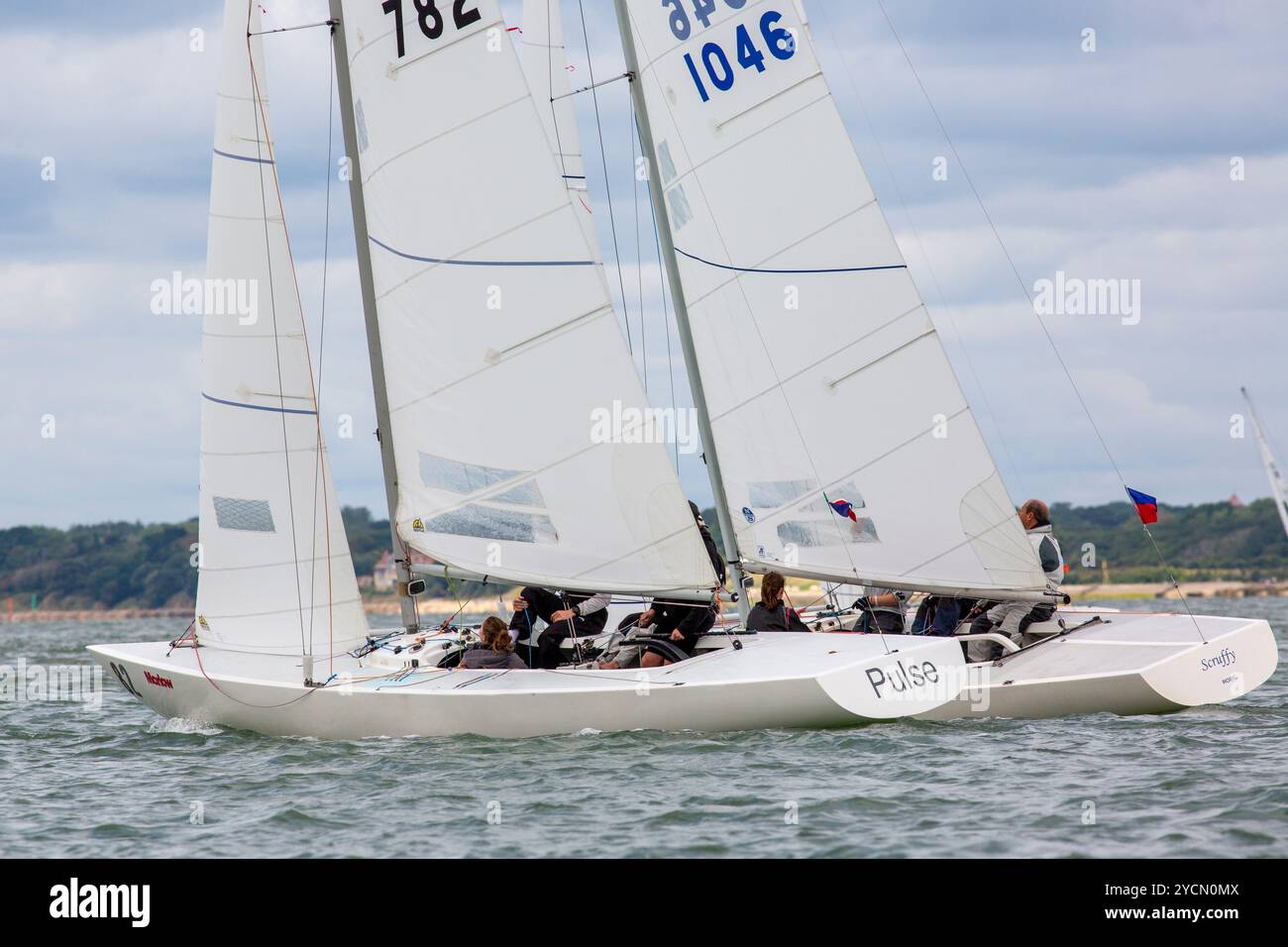 Etchells class keelboats racing in the Solent in Cowes Week 2022. Yacht ...