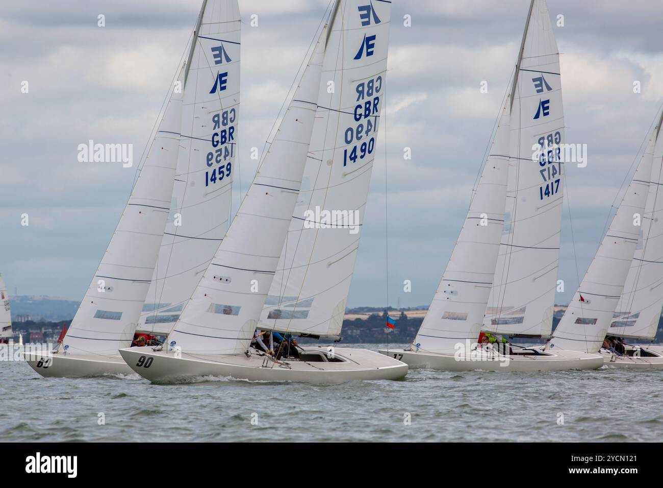 Etchells class keelboats racing in the Solent in Cowes Week 2022. Yacht ...