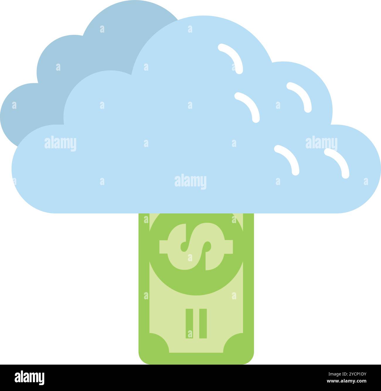Cloud computing, data storage and online payment security concept with dollar bill Stock Vector