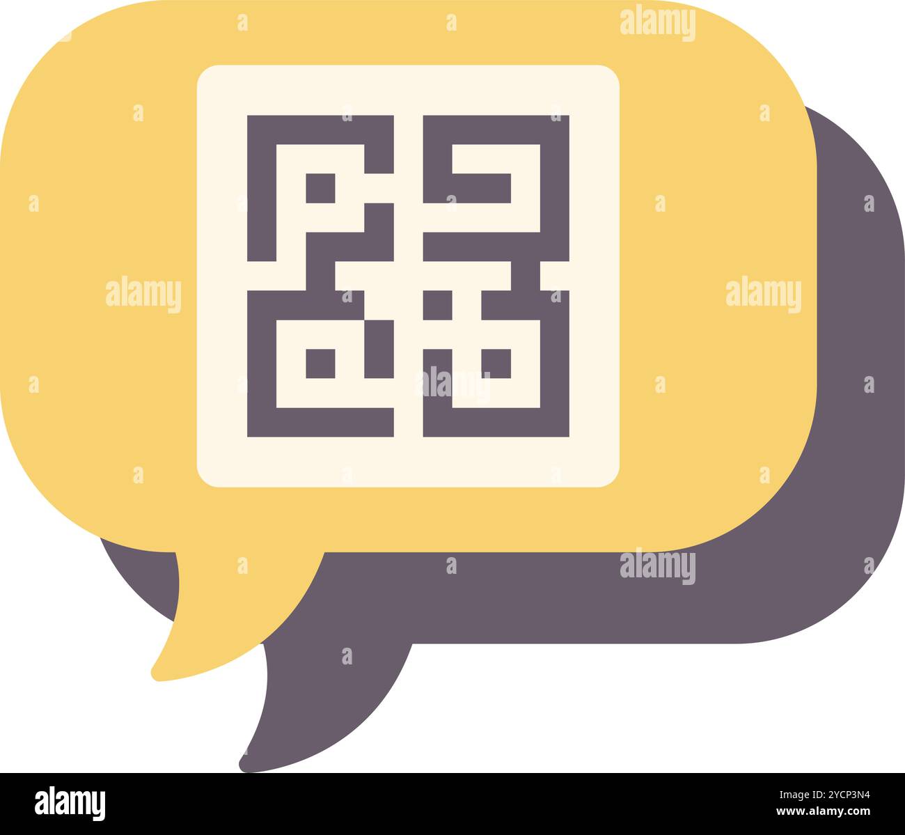 Speech bubble containing a qr code, representing the use of technology for communication and information sharing Stock Vector
