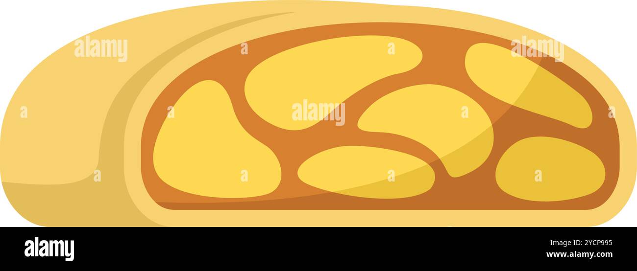 Apple strudel cut in half showing filling icon isolated on white ...