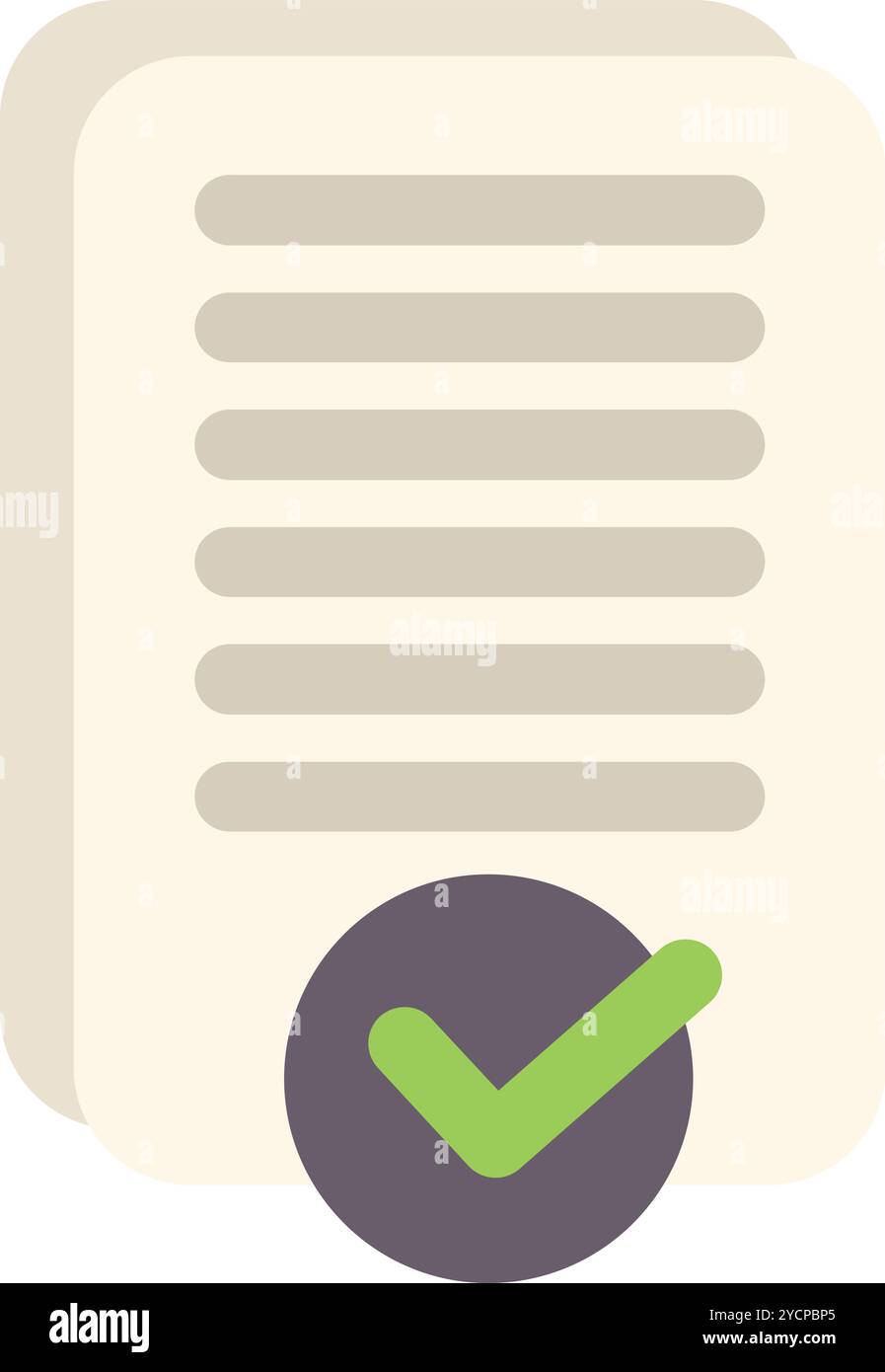 Green check mark is approving a document in this icon illustration ...