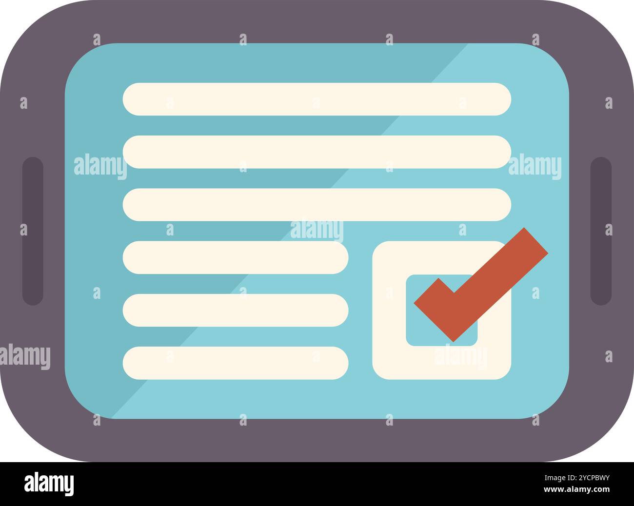 Mobile phone is showing a checklist with a check mark, indicating the ...