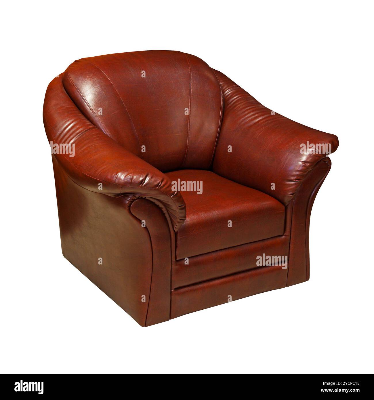 Brown leather armchair isolated included clipping path Stock Photo
