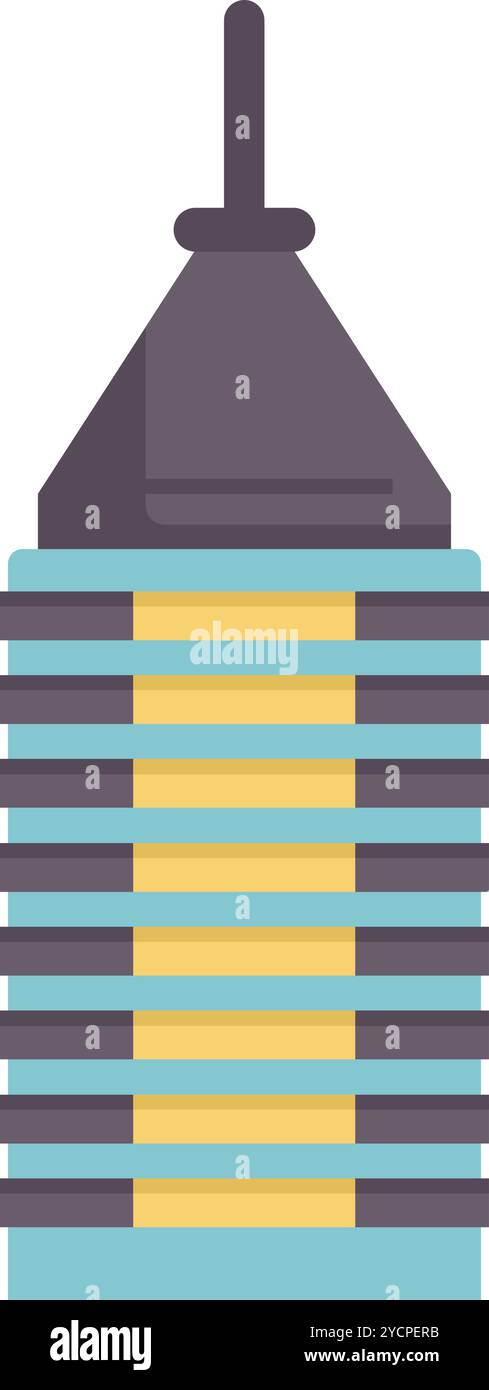 Tall modern skyscraper building with an antenna on top, representing ...