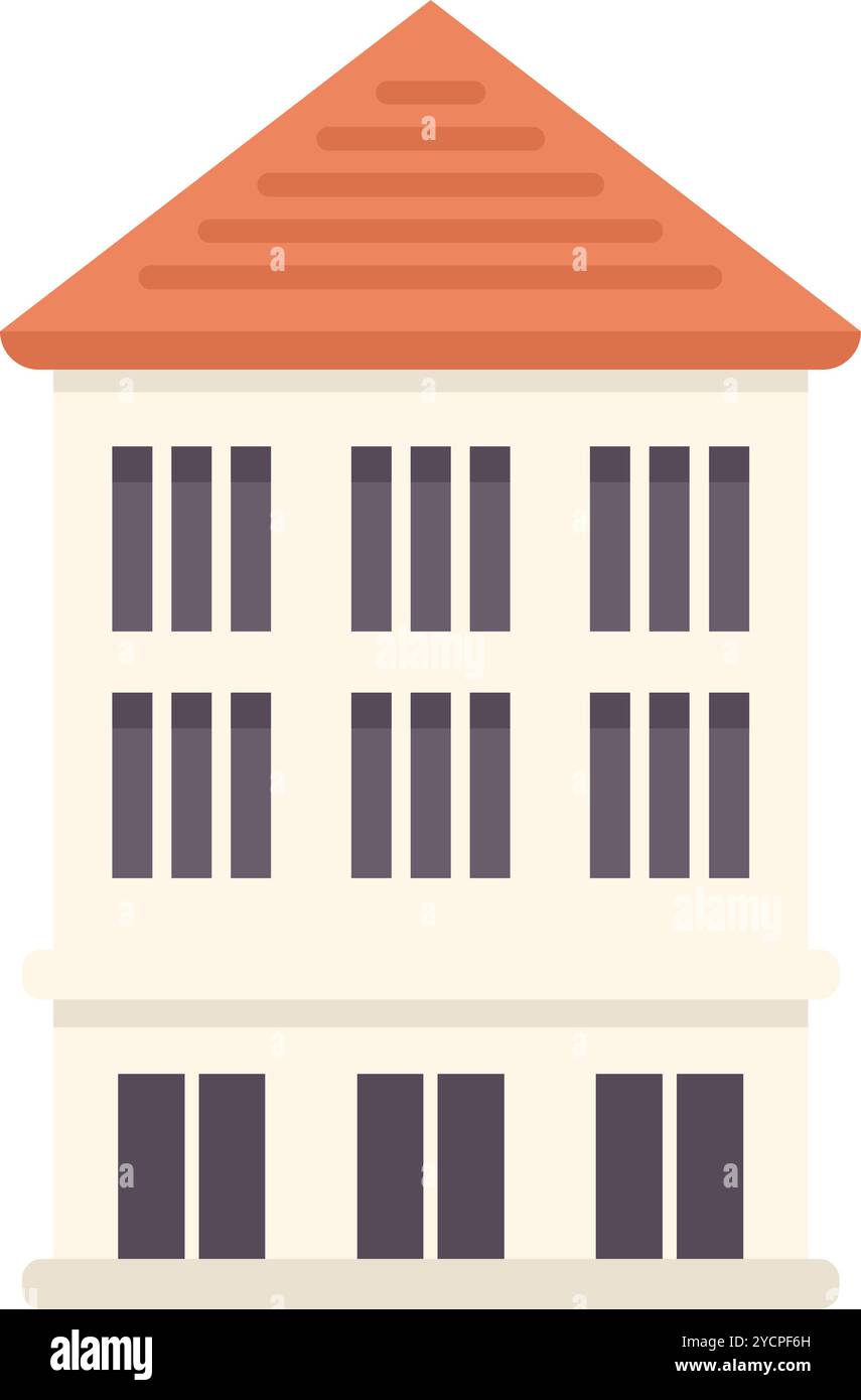 Illustration featuring a large building with multiple windows and a ...