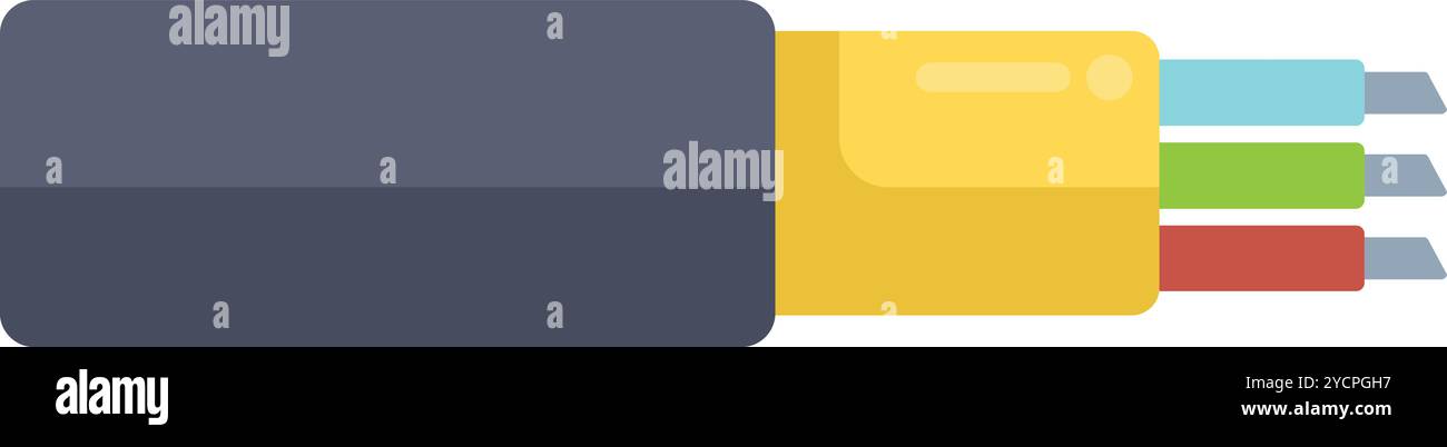 This vector illustration features a fiber optic cable transmitting digital data, representing high speed internet and network connectivity Stock Vector