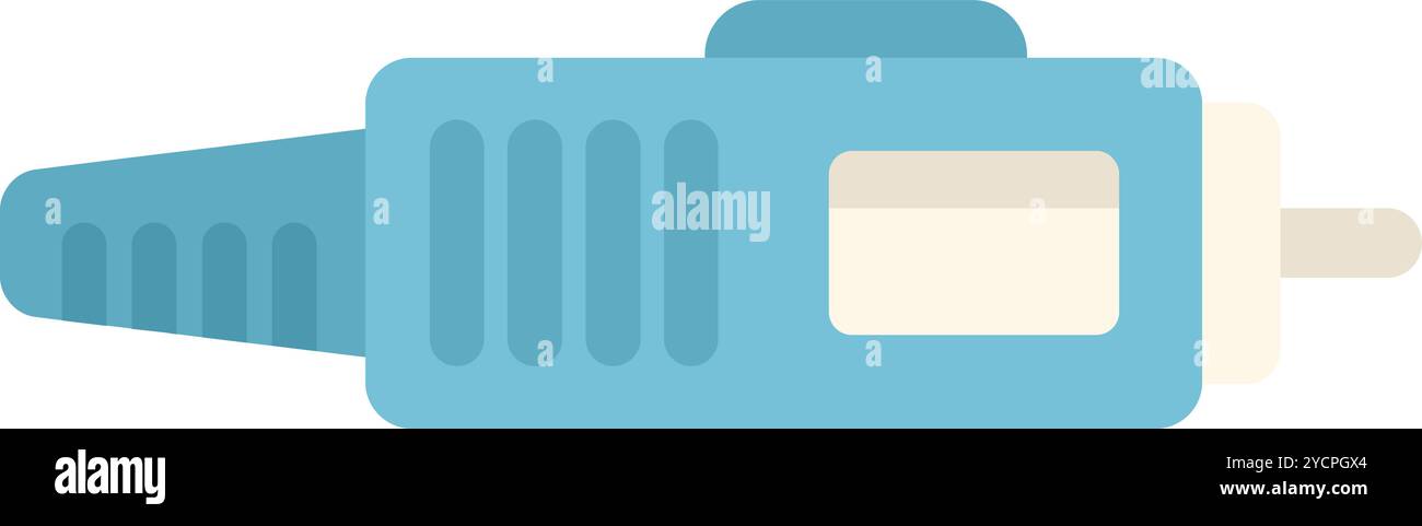 Optical fiber cable connector transmitting data in flat design style Stock Vector