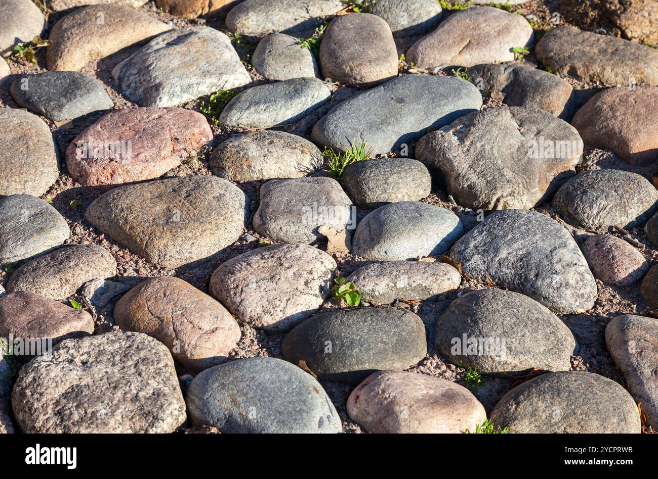 Old paved roadway as background closeup Stock Photo