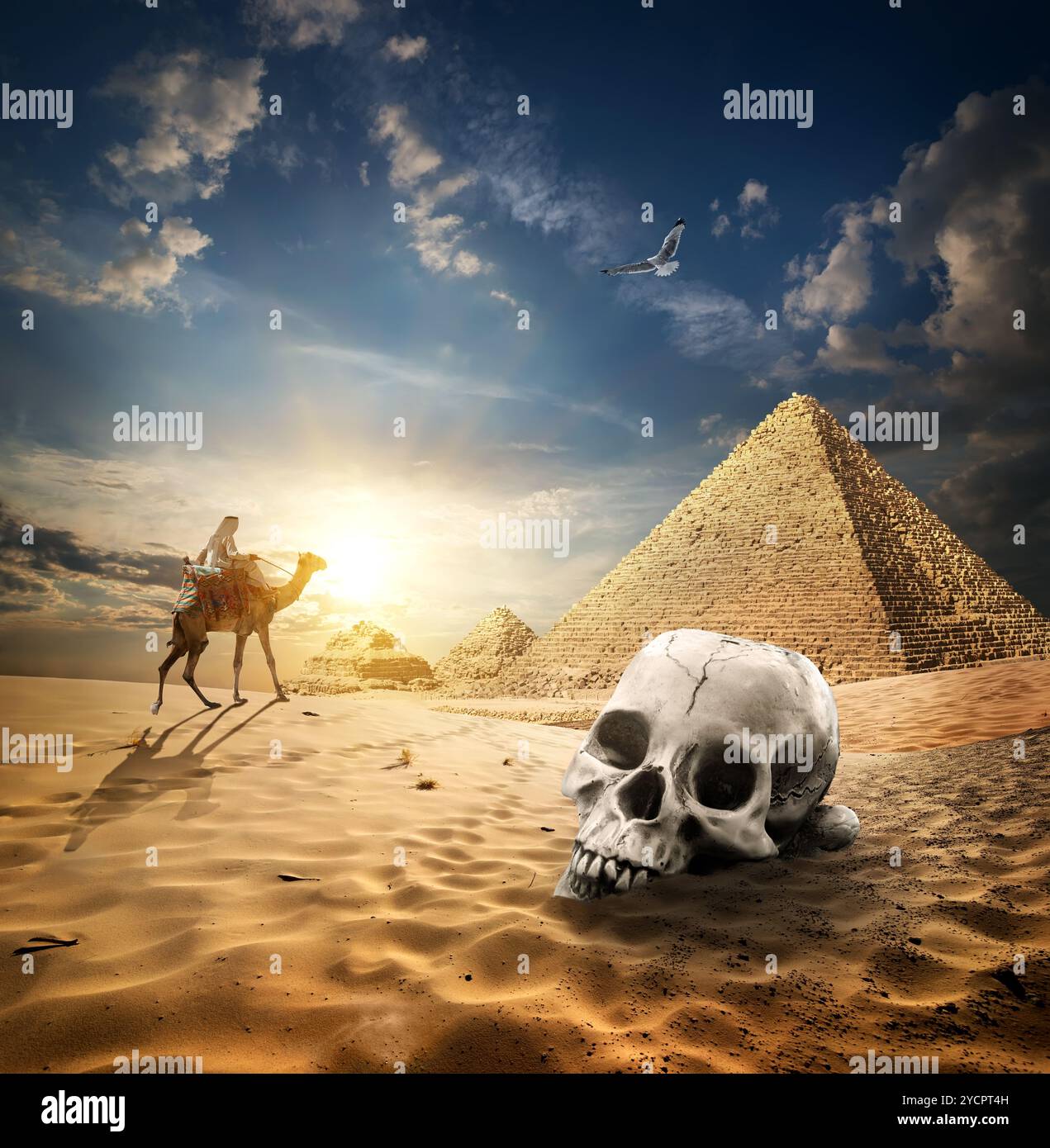 Pyramids and skull Stock Photo - Alamy