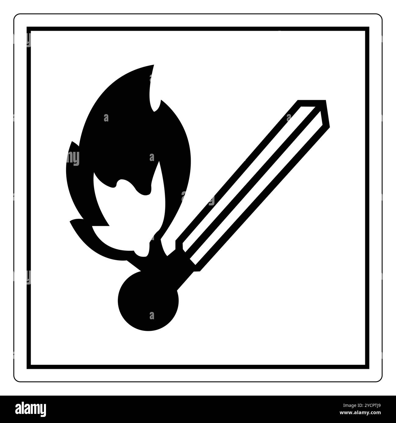 Simple black and white matchstick icon featuring a flame, perfect for ...