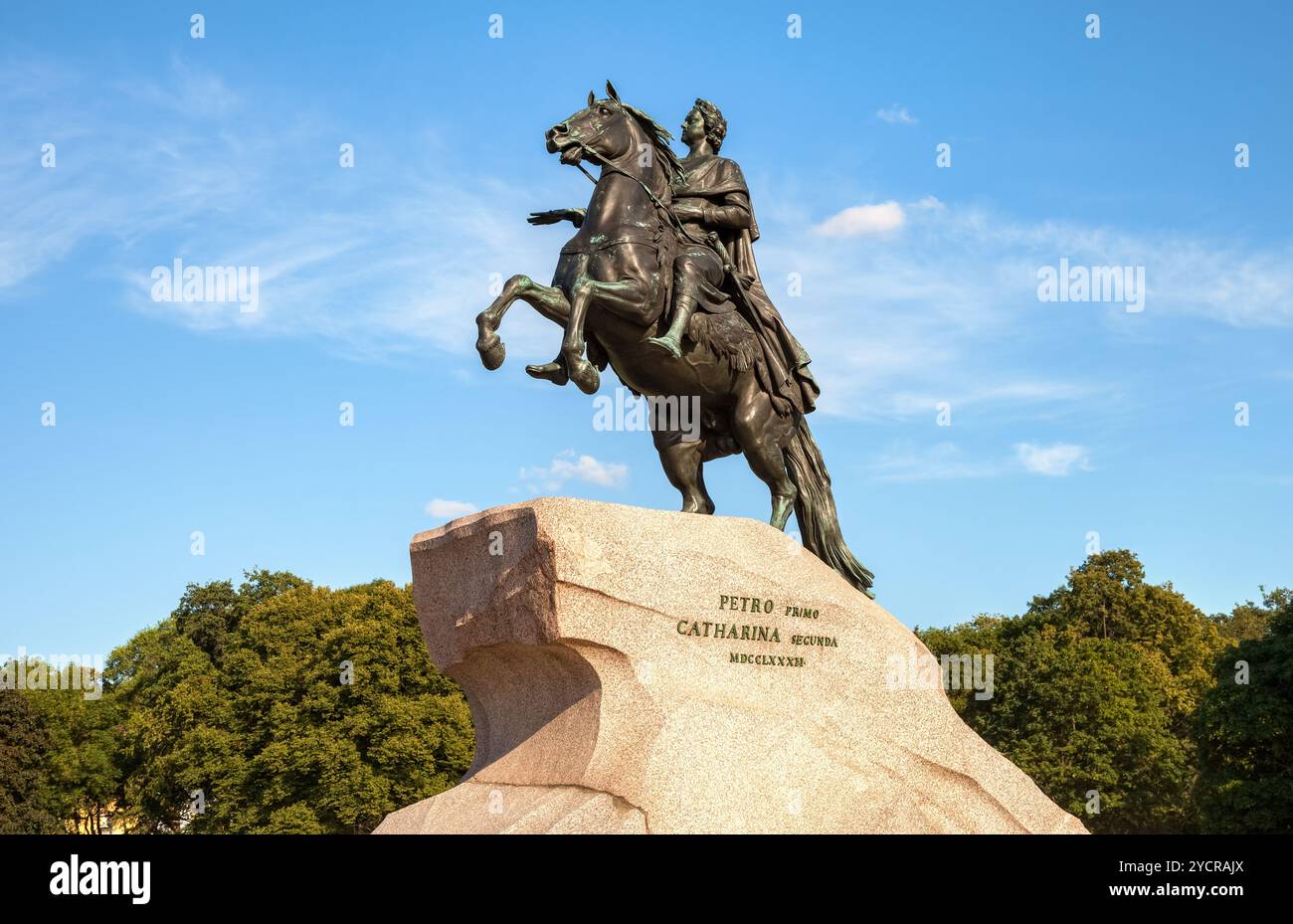 The equestrian statue of Peter the Great (Bronze Horseman) in St. Petersburg, Russia (1782) Stock Photo