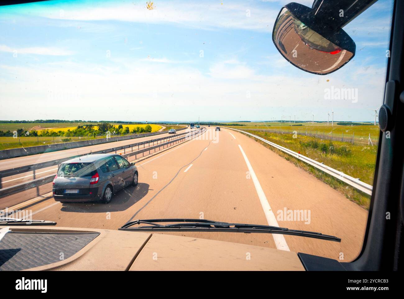 View inside car on countryside hires