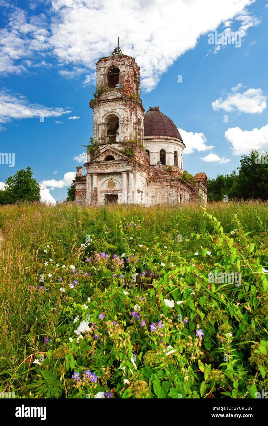 Old abandoned orthodox church in Novgorod region, Russia Stock Photo ...