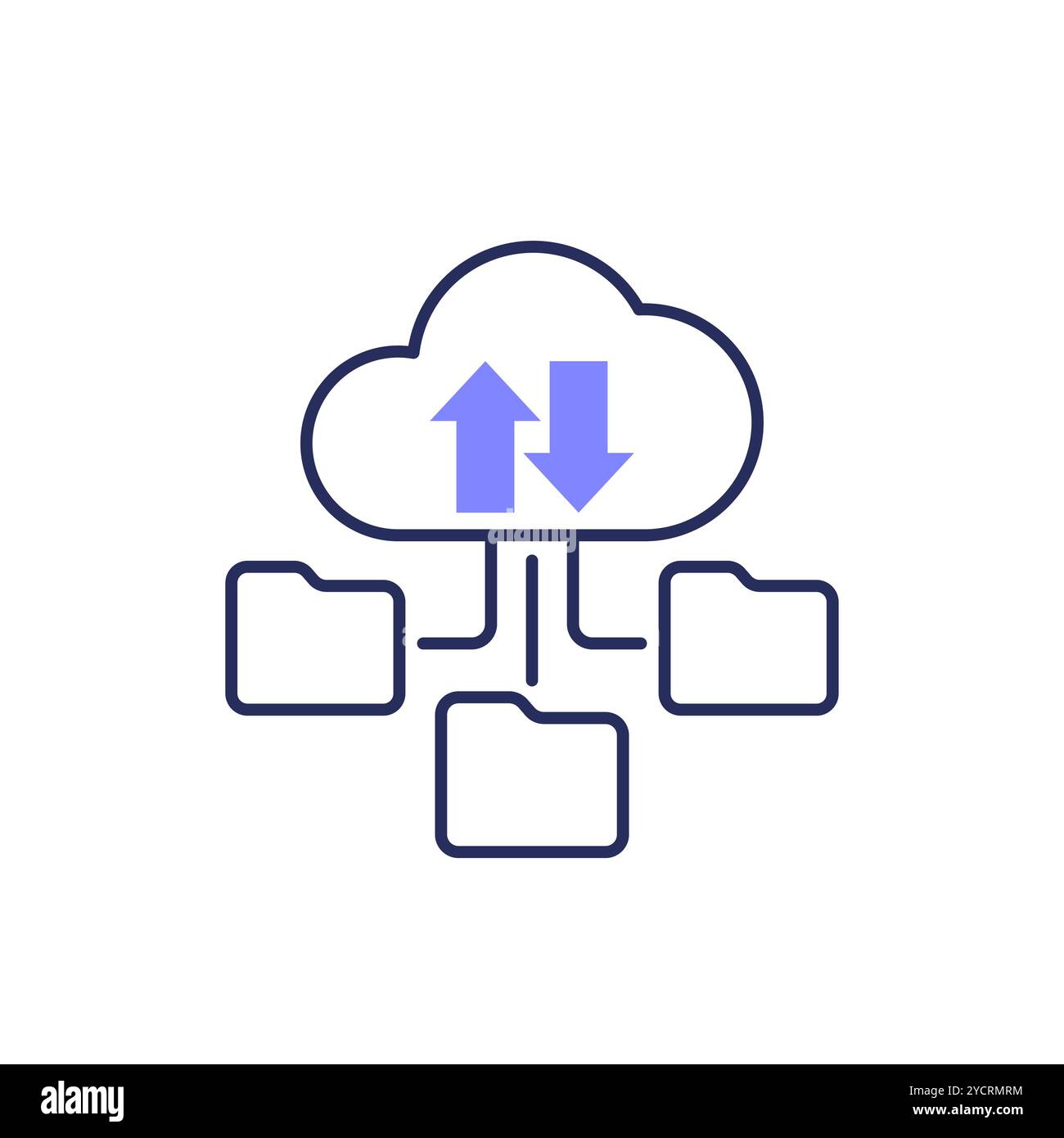 cloud and folders line icon Stock Vector