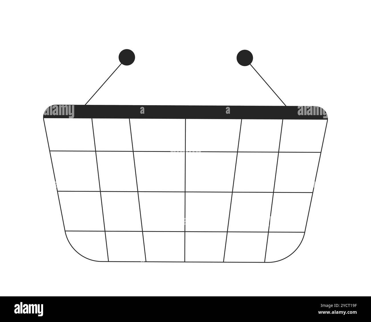 Shopping basket empty black and white 2D line object Stock Vector