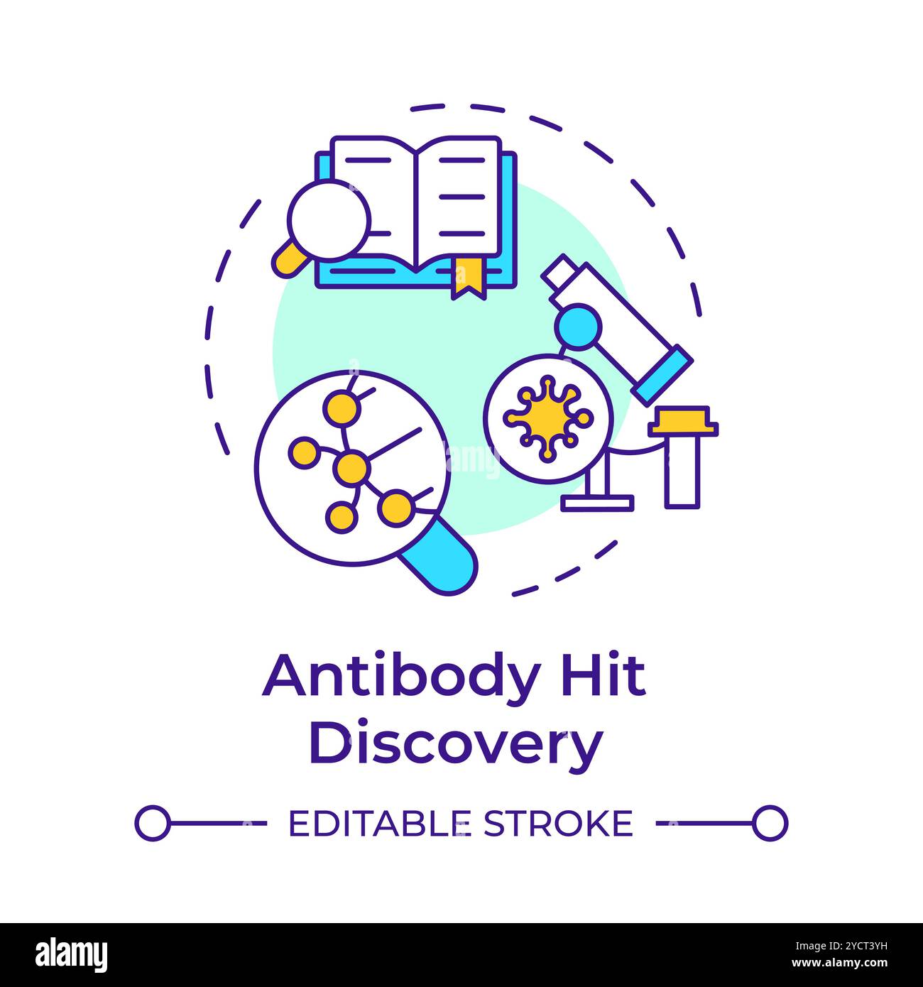 Antibody hit discovery multi color concept icon Stock Vector