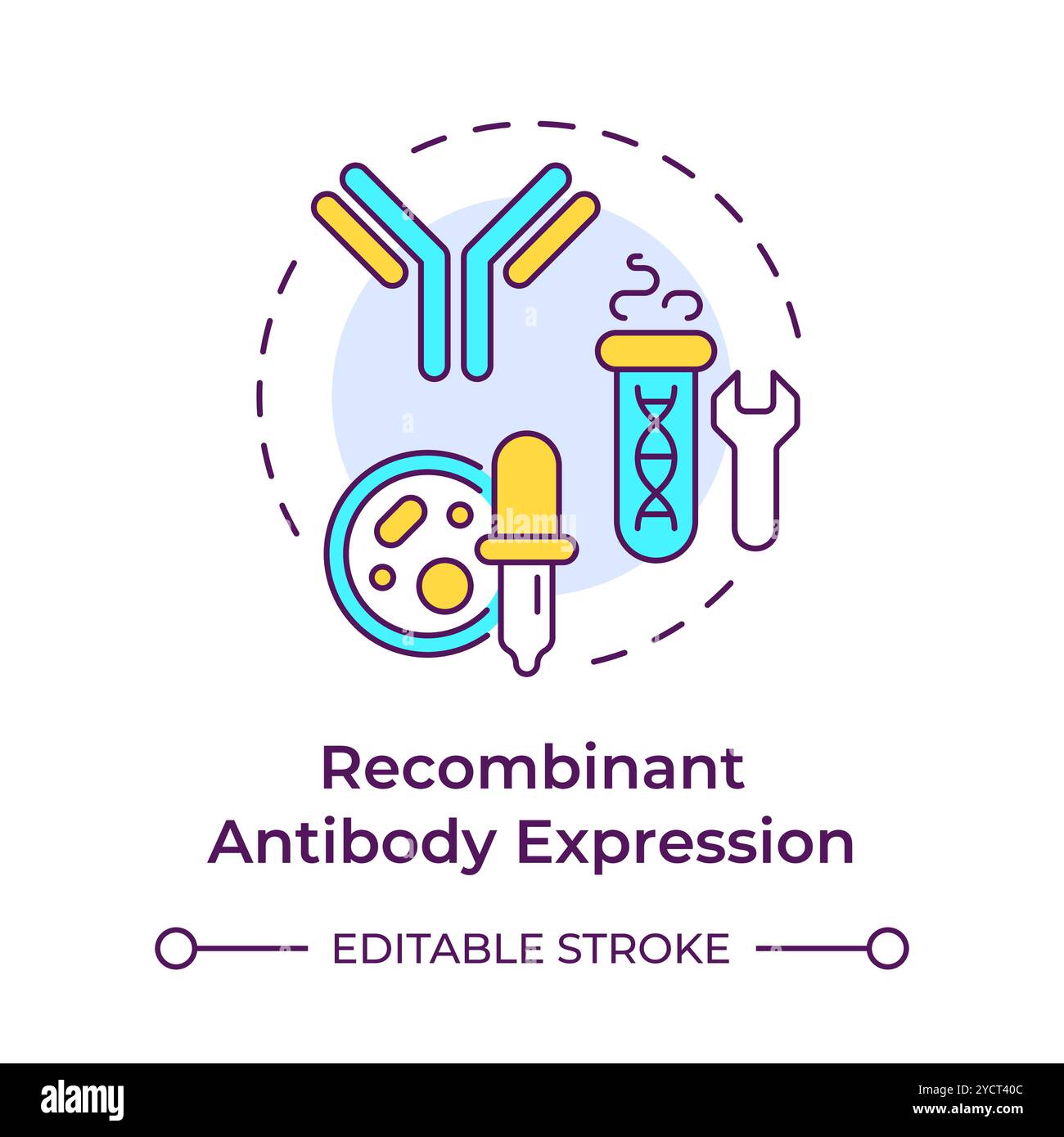 Recombinant antibody expression multi color concept icon Stock Vector