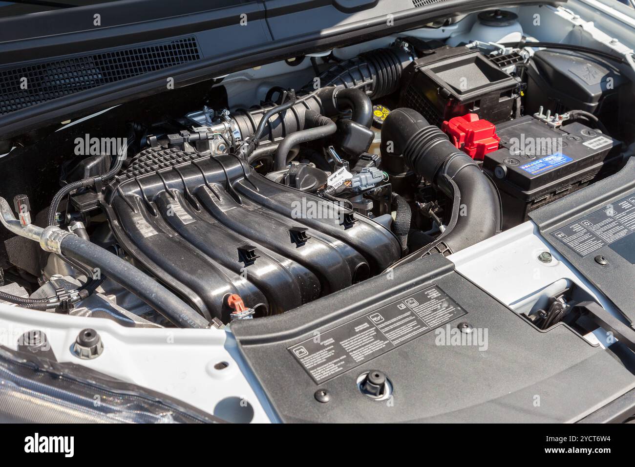 Car engine of LADA XRAY. Under hood space Stock Photo - Alamy