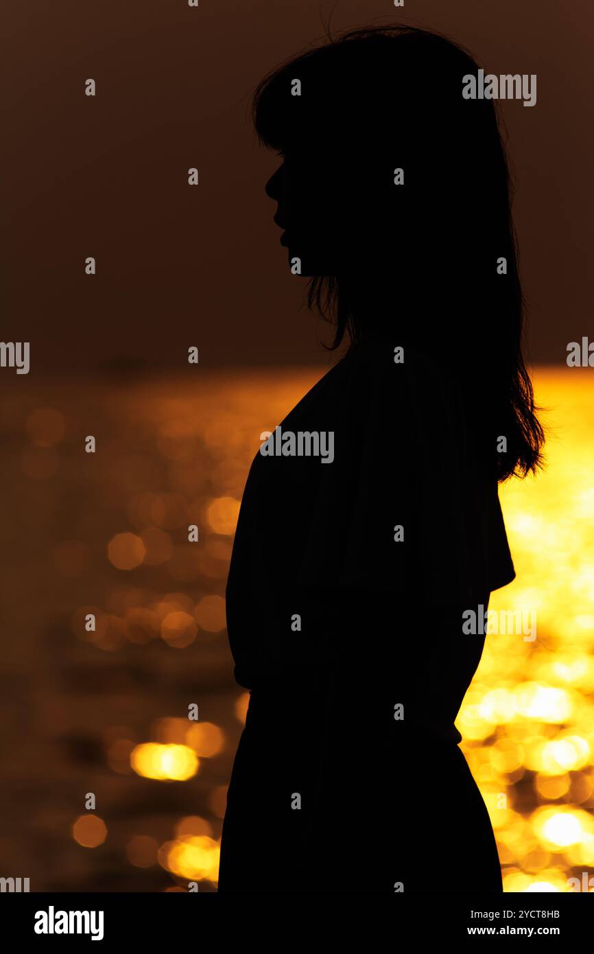 Woman in profile silhouette hi-res stock photography and images - Alamy