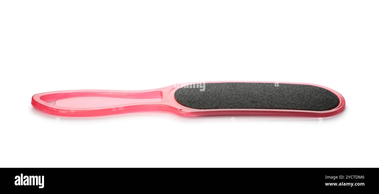 Pink foot file on white background. Pedicure tool Stock Photo