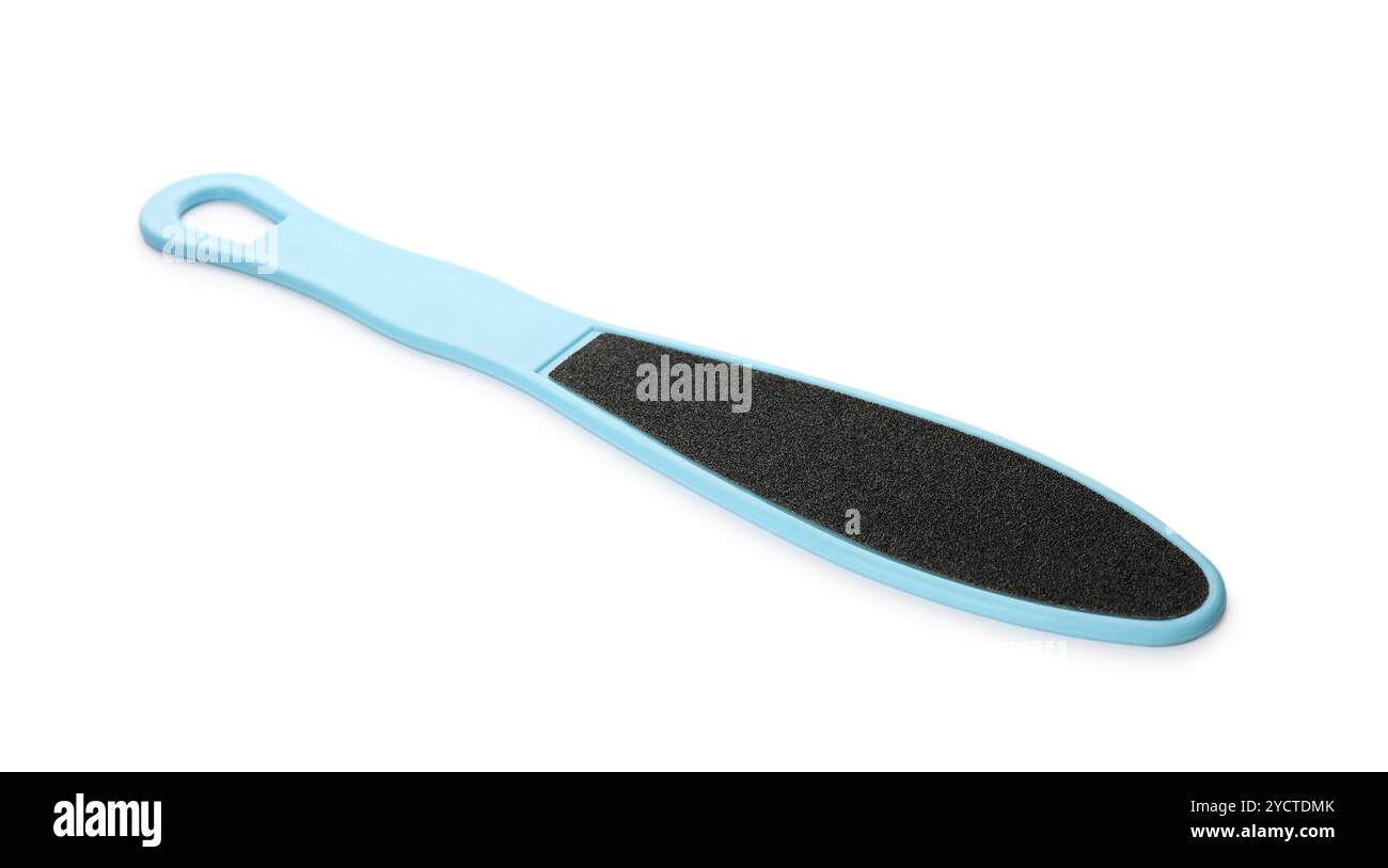 Light blue foot file on white background. Pedicure tool Stock Photo