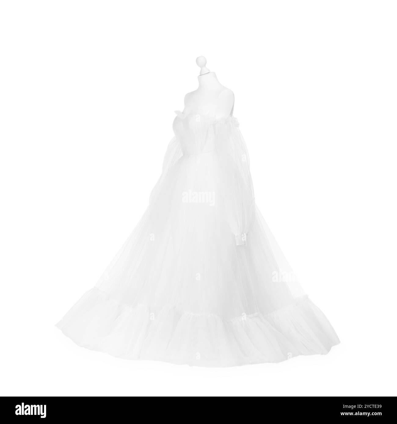 Mannequin with beautiful wedding dress isolated on white Stock Photo ...