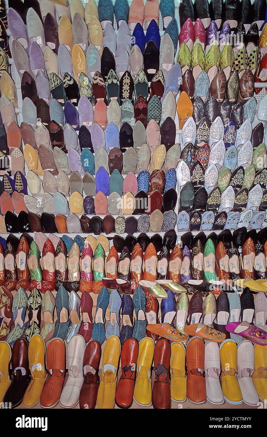 Morocco Marrakech Shop Shoes Stock Photo