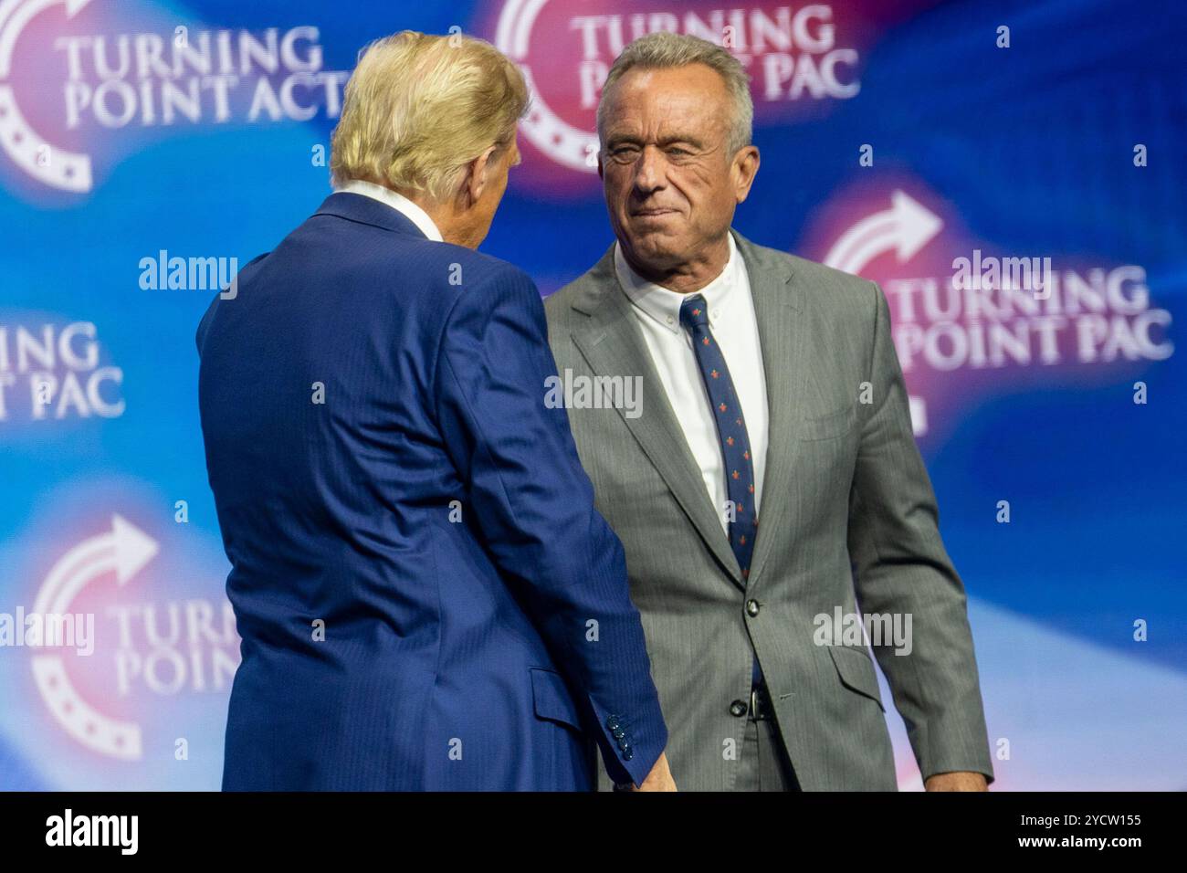 Rfk Rally Robert F. Kennedy Jr and Donald Trump at an election rally at the Gas ...