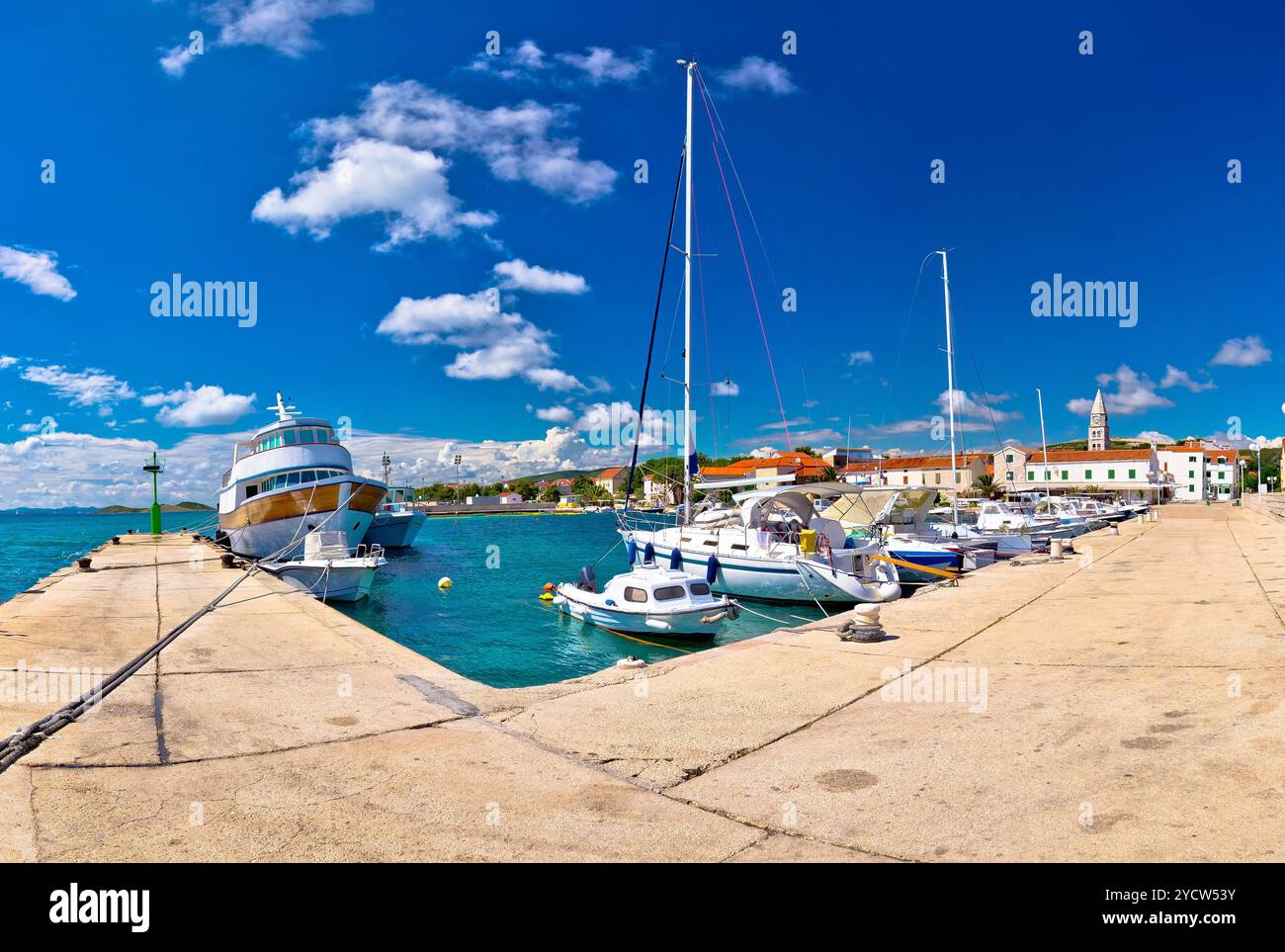 Turanj village harbor and waterfront view Stock Photo - Alamy