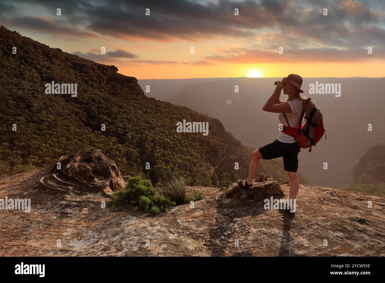 Exploring the Explorer's Range, Blue Mountains Stock Photo