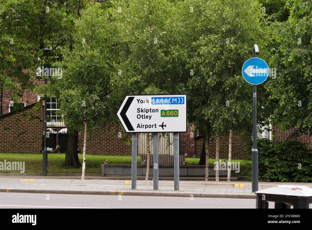 Leeds England: 4th June 2024: Directional road sign at a junction ...