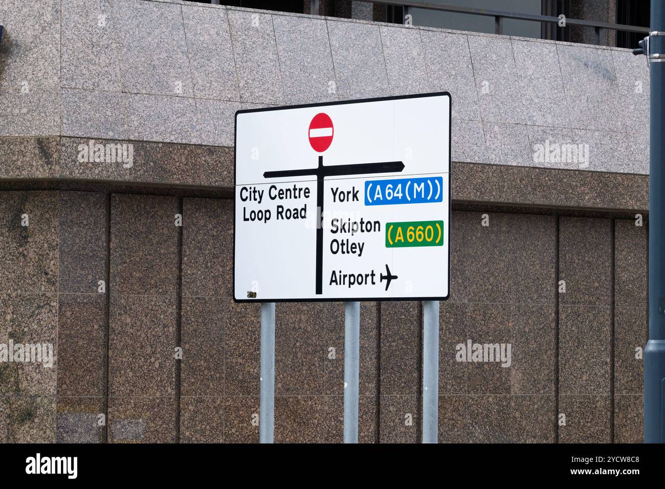 Leeds England: 4th June 2024: Directional road sign at a junction ...