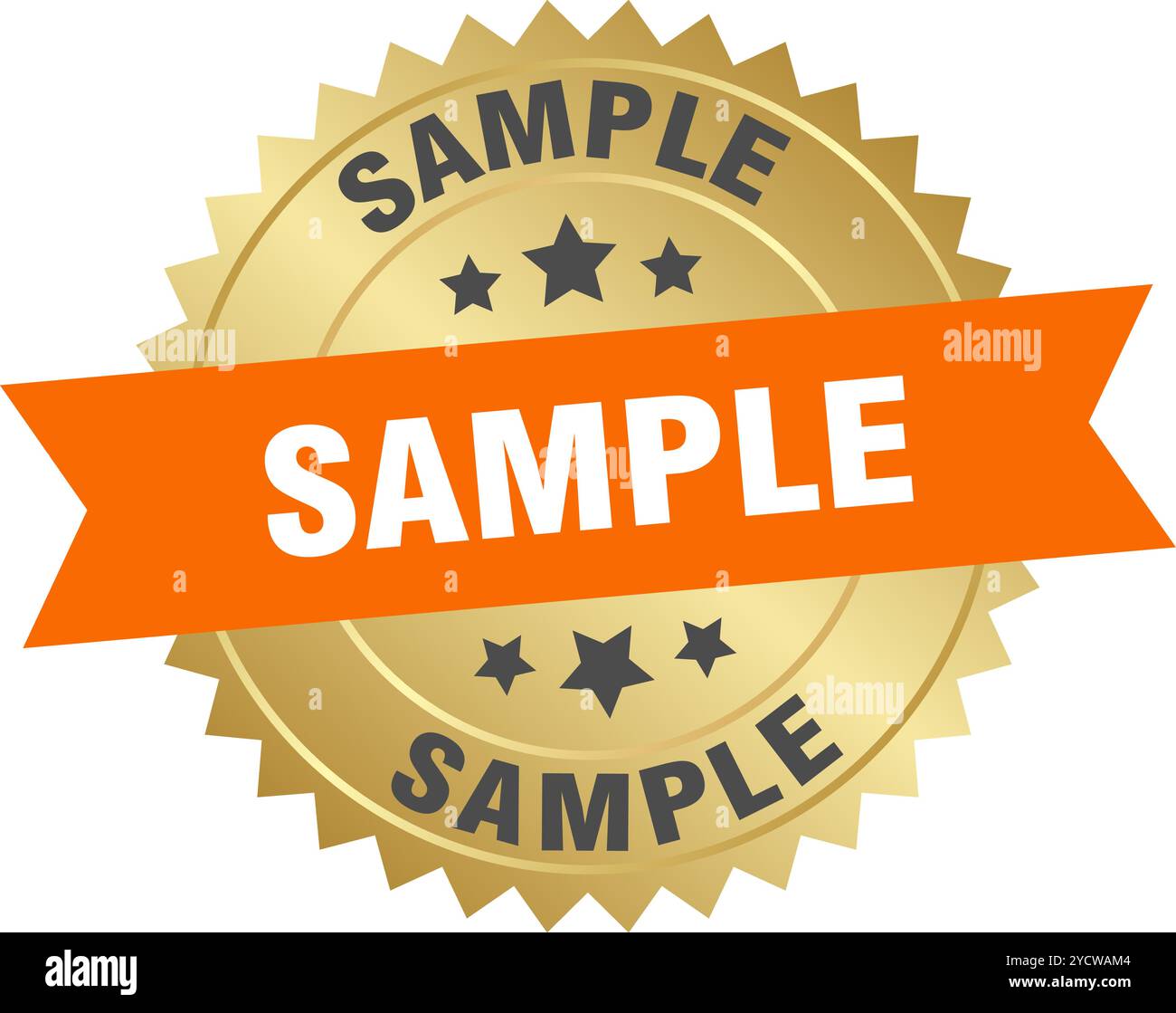 sample round orange and gold label isolated on transparent background ...