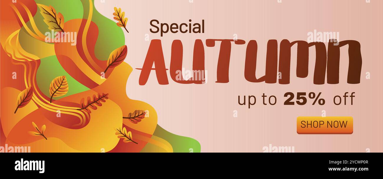 Autumn Leaves Special Offer Banner with Vibrant Fluid Design.concept of ...