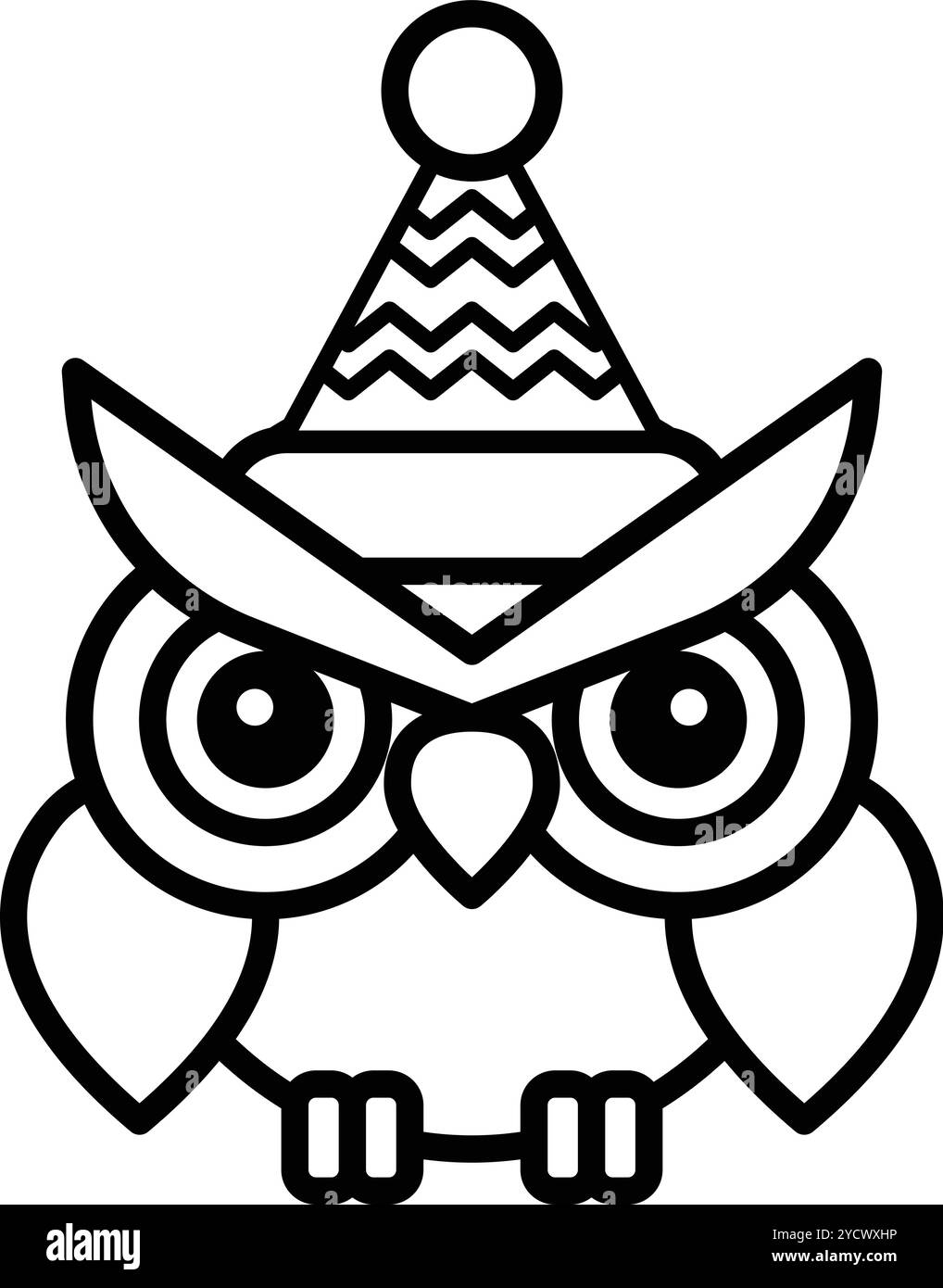 A cartoon owl wearing a hat and a Santa hat Stock Vector