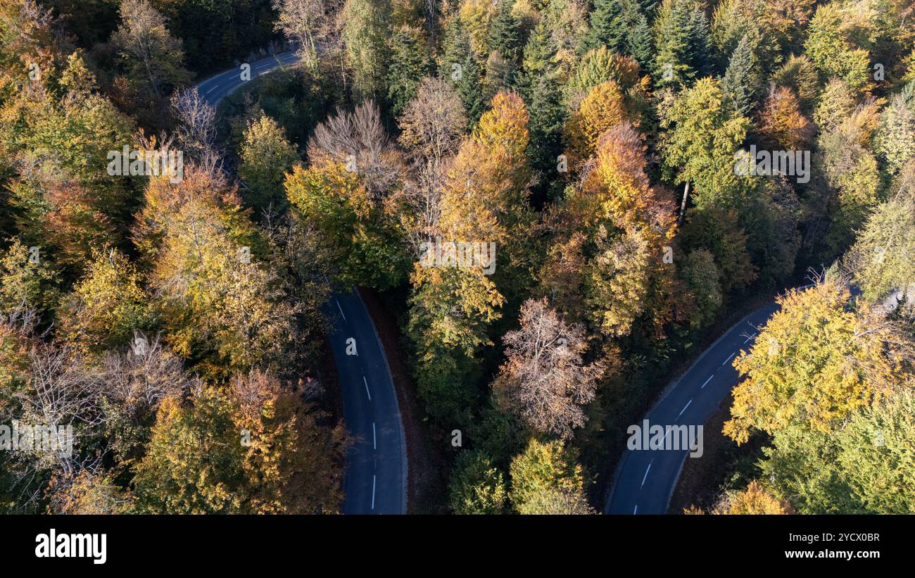 Serene aerial view winding road hi-res stock photography and images - Alamy
