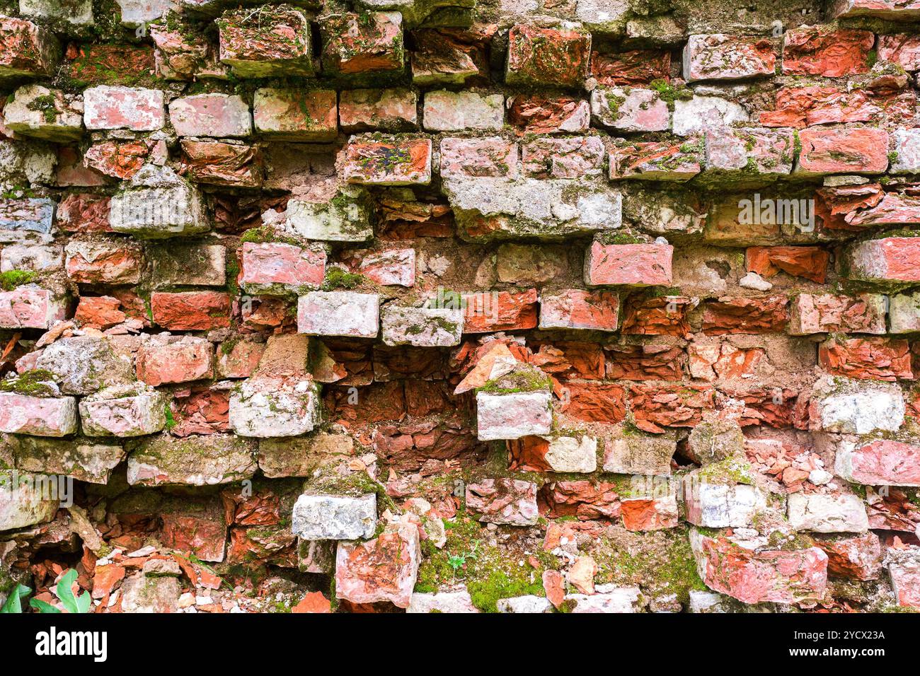 Background texture of an old wall with bricks Stock Photo